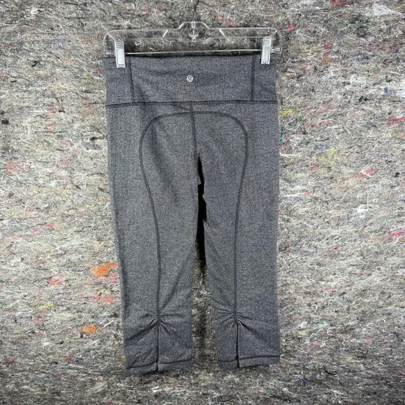 Lululemon Leggings Women 6 Gray Herringbone Crop High Rise Athletic - Picture 6 of 12